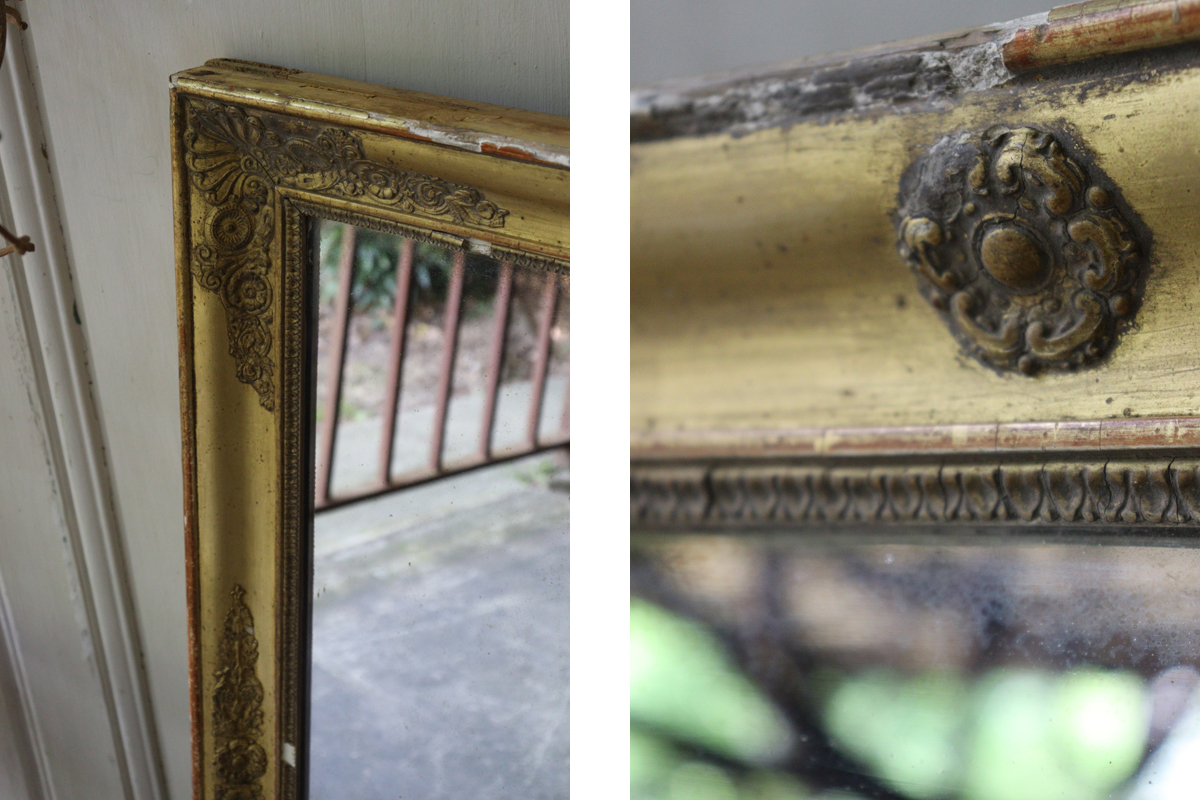 H39 フランスアンティーク ゴールドフレームミラー 鏡